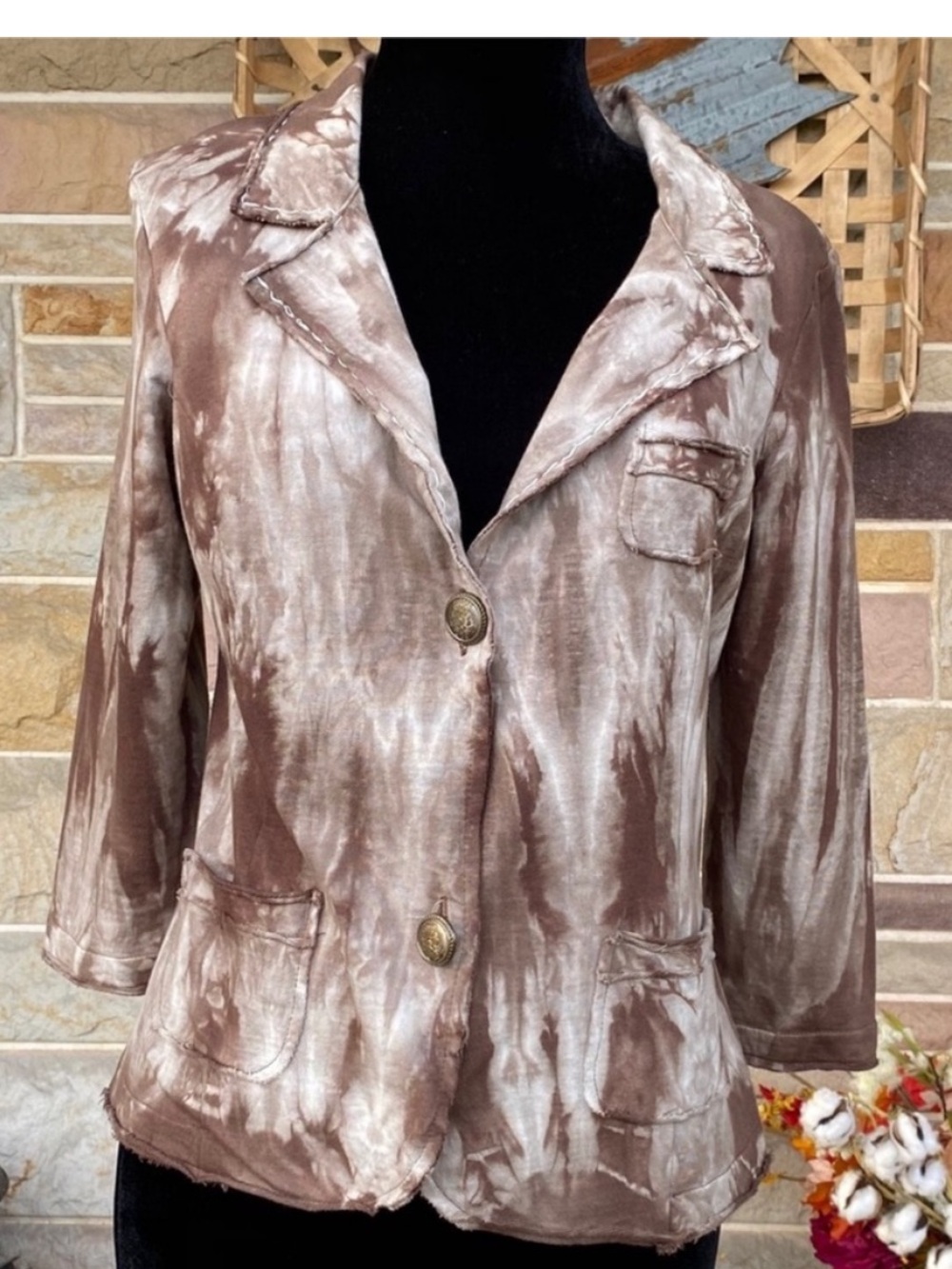 Nick‎ & Mo Tie-Dye Brown Cotton Blazer Jacket